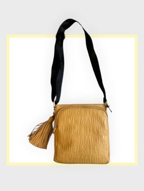 Steve Madden Mustard-Tan Crossbody Bag with Tassel